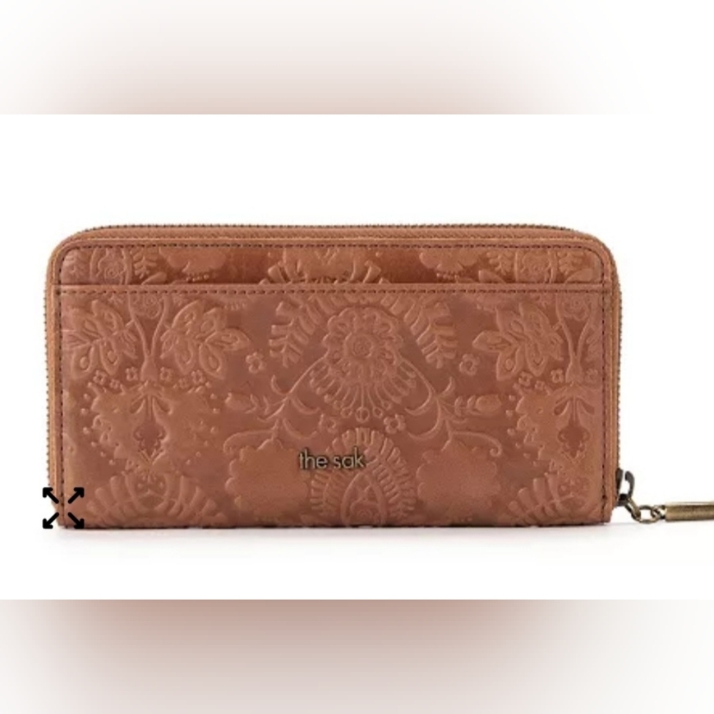 THE SAK TOOLED LEATHER BROWN WALLET.